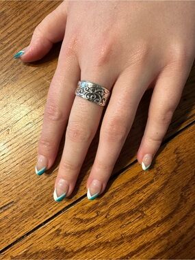 .925 Silpada Elegant Silver Filigree Wide Band Ring